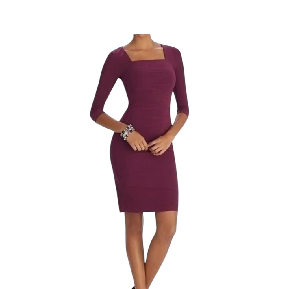 White House Black Market Instantly Slimming Dresss Burgundy Size 16